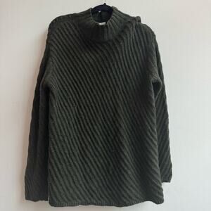 J. Jill Wool/Cashmere Blend Forrest Green Mockneck Sweater - Small